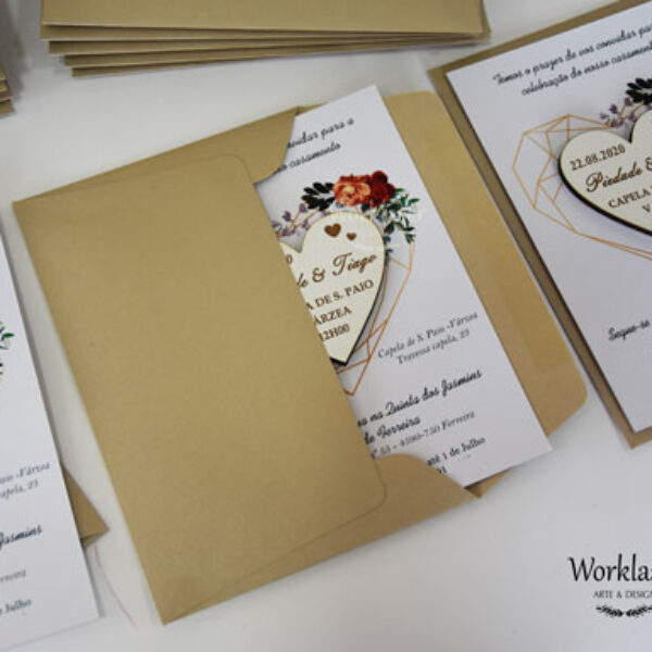 Convite com íman coração branco 2