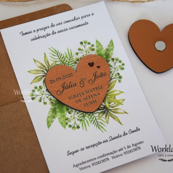 Convite com íman coração 1