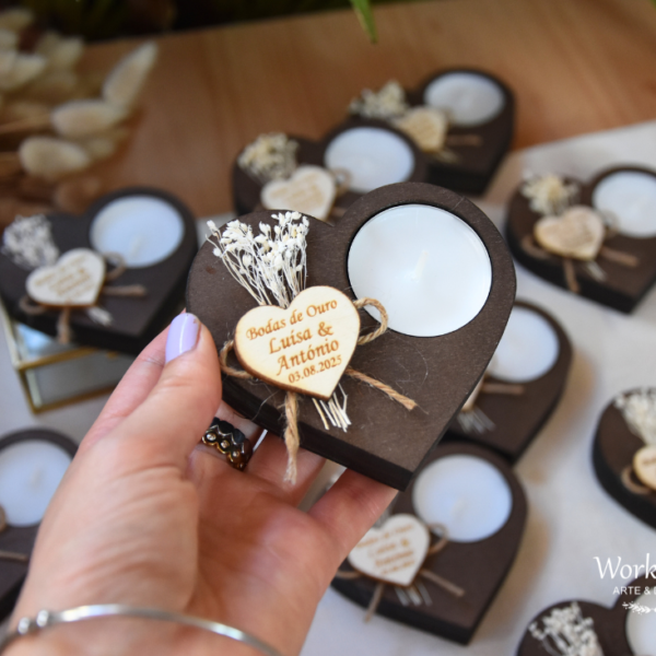 Porta Velas Coração Bodas