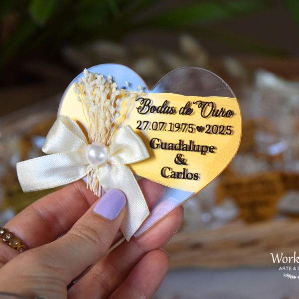 Íman Acrílico Bodas Ouro