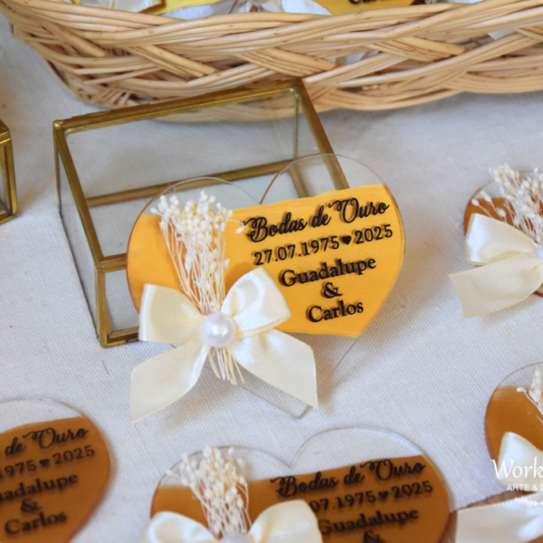 Íman Acrílico Bodas Ouro